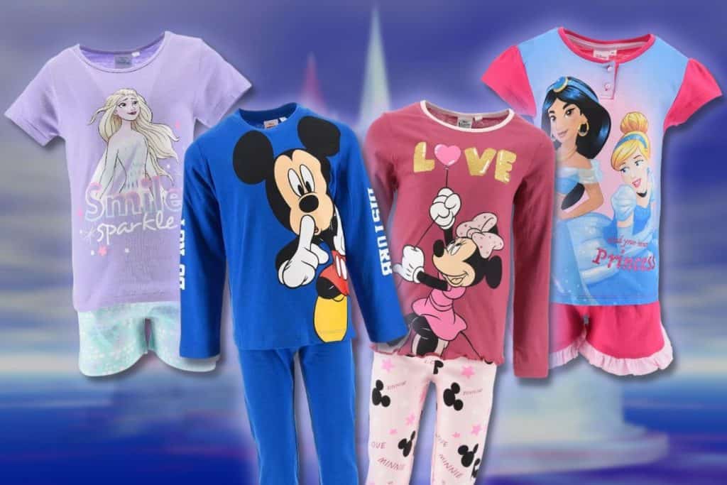 Tre pyjamasser med figurer fra Disney-film